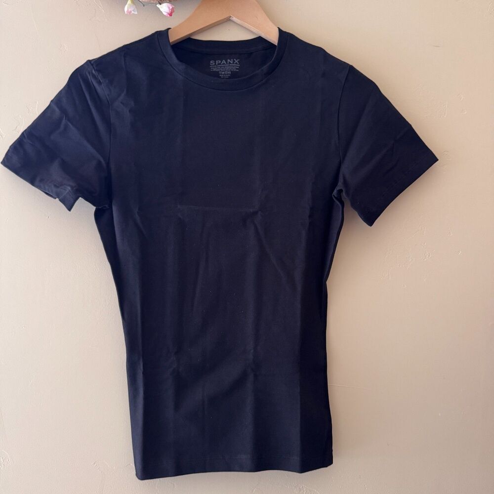 SPANX Men's Cotton Compression Black Crew Neck Under Shirt size S NEW
